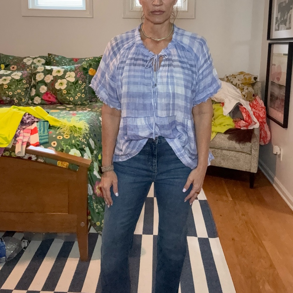Anthropologie lavender  Checkered Blouse